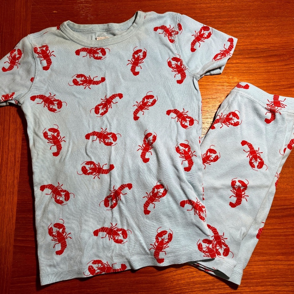 J. Crew Crewcuts Kids Lobsters Short Sleeve & Shorts Pajama Set Powder Blue 10